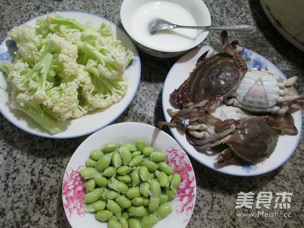 毛豆螃蟹花菜羹的做法